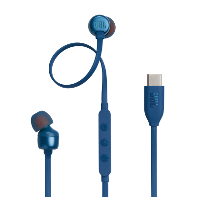 JBL Tune 310C USB In-Ear Headphones with Hi-Res Audio in Blue - JBLT310CBLUAM